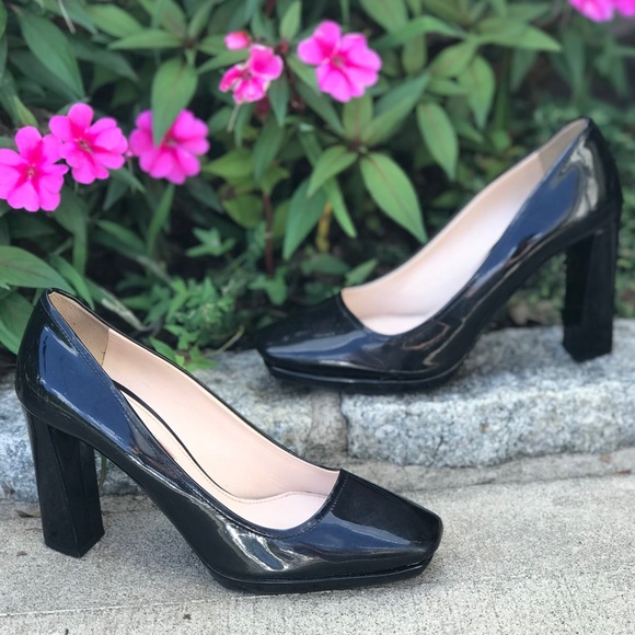 Prada Women's Patent Leather Pumps Heels Square Toe Slip On Stacked HeeI Black - Picture 13 of 16